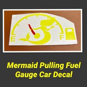 Mermaid Pulling Fuel Gauge  Car Decal